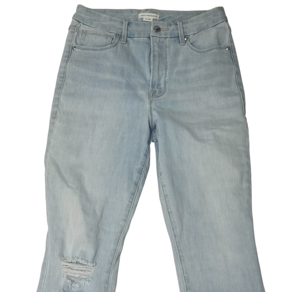 Good American Light Blue Cropped Jeans Denim Ankle Distressed Size 27 4 Stretchy - Picture 3 of 7